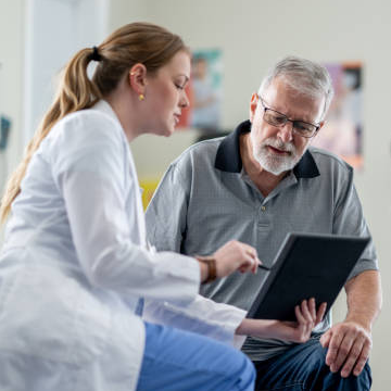 Imagem médico entrevista com doente